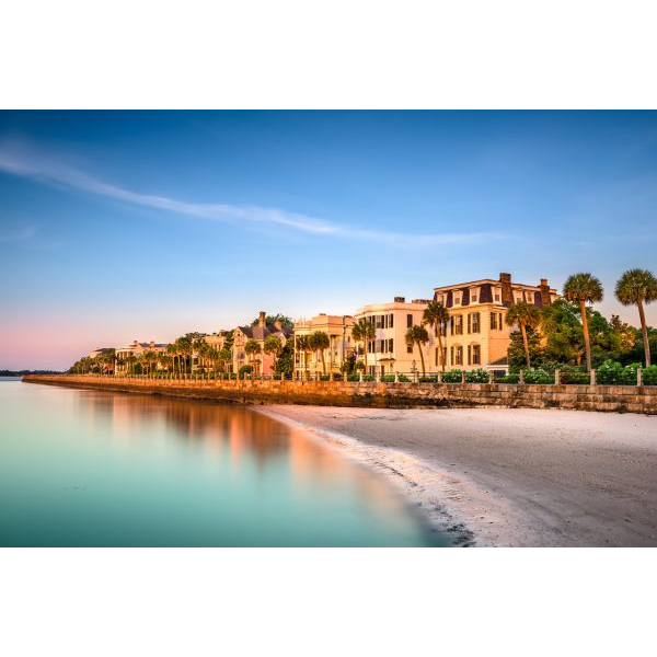 Houses in the Beach at Sunset