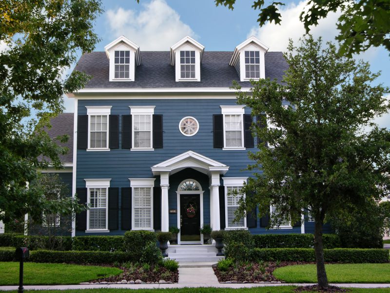 Modern Luxury Blue House in the Suburbs