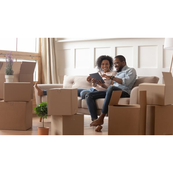 Couple with Moving Boxes