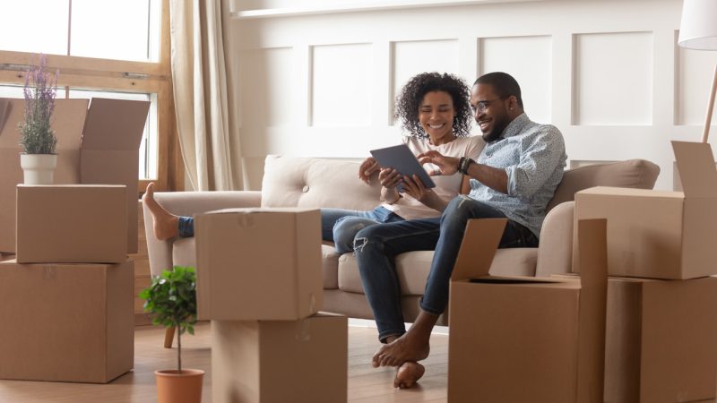 Couple with Moving Boxes