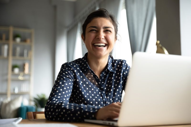 Happy Woman Working