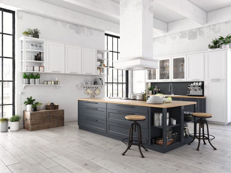 White Kitchen with Bright Light