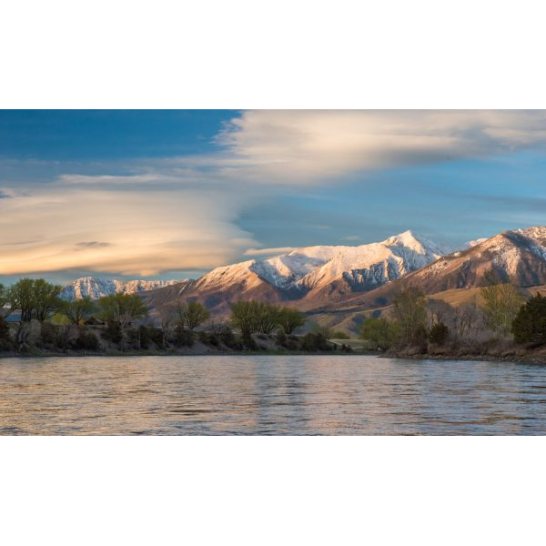 Lake and Snowed Mountains in North America