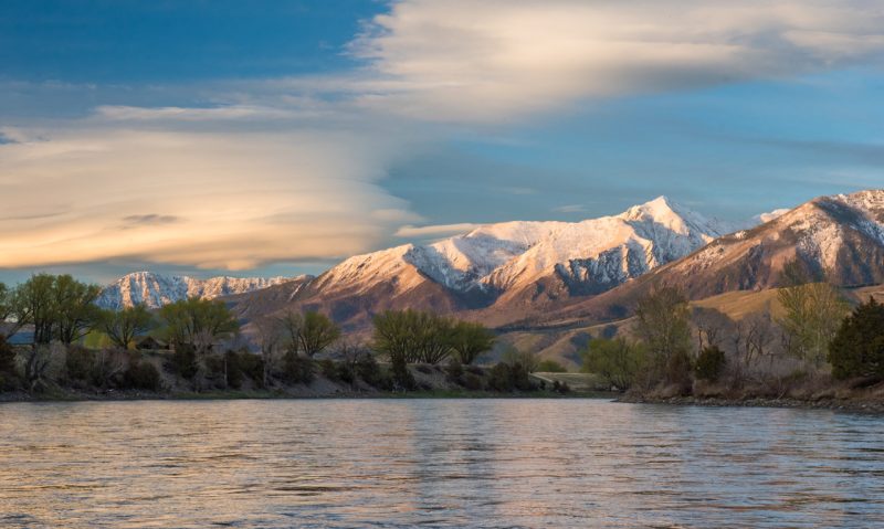 Lake and Snowed Mountains in North America