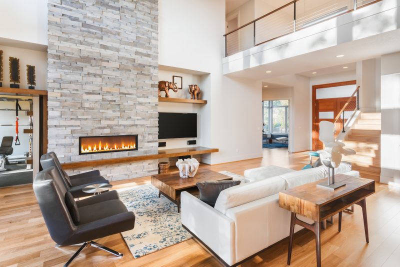 Luxury Living Room with Modern Fireplace