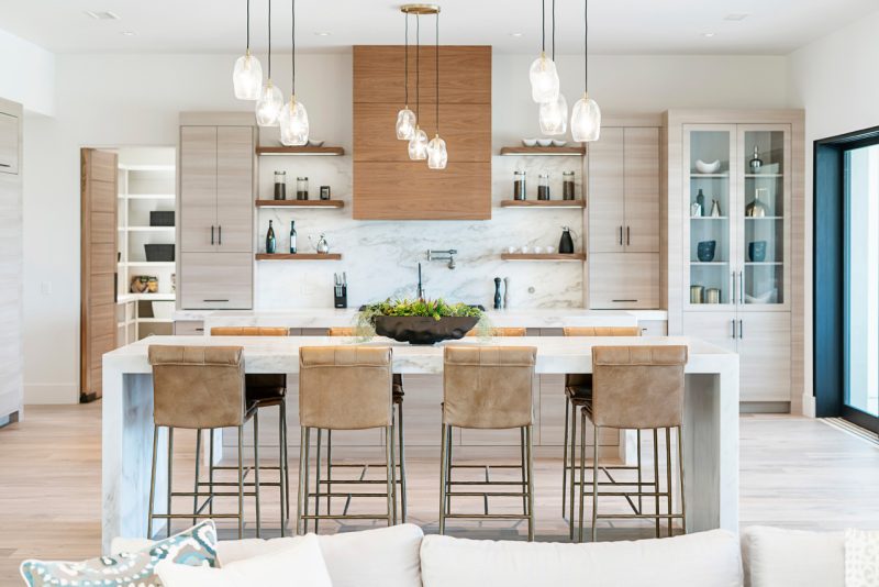 Luxury Kitchen Bar with Oak and Beige