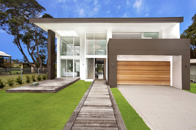 Minimalist House with Wooden Door