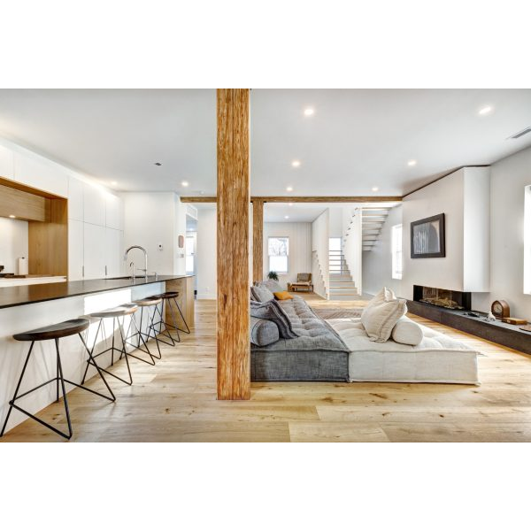 Minimalist Rustic Living Room and Kitchen Space