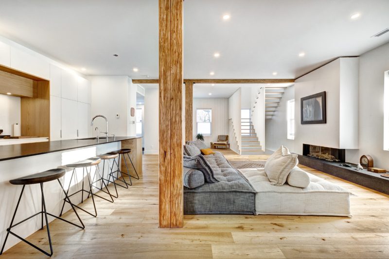 Minimalist Rustic Living Room and Kitchen Space