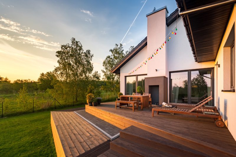 House with a Deck in the Sunset