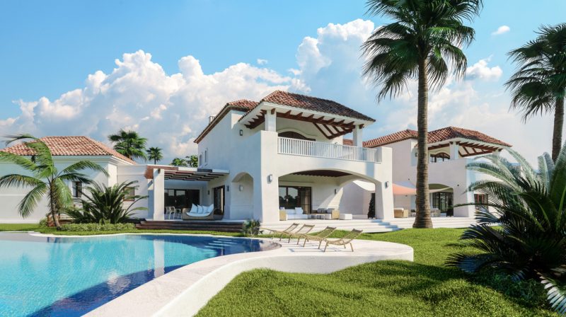 Luxury White House with a Big Pool and Terrace