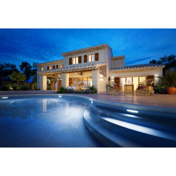 Luxury House with Private Pool at Night