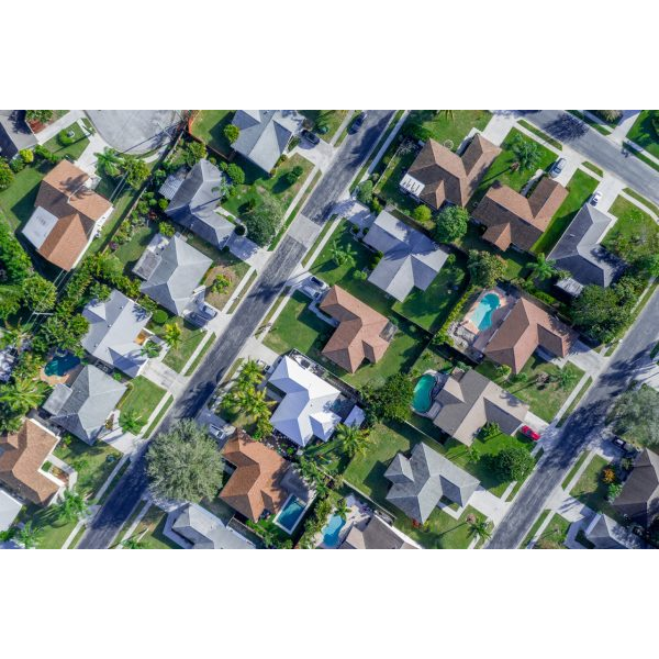 Aerial View of Beautiful Neighborhood