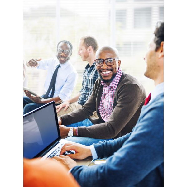 Smiling Executive Men Enjoying Work