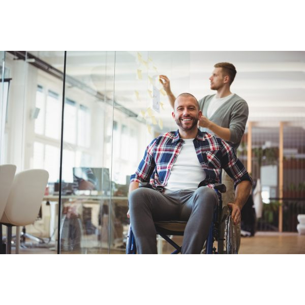 Man in a Wheelchair inside an Office