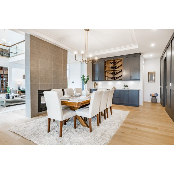 White Dining Room with Wine Cellar