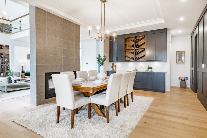 White Dining Room with Wine Cellar