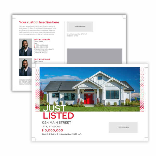 Just Listed Postcard- 2 Agents