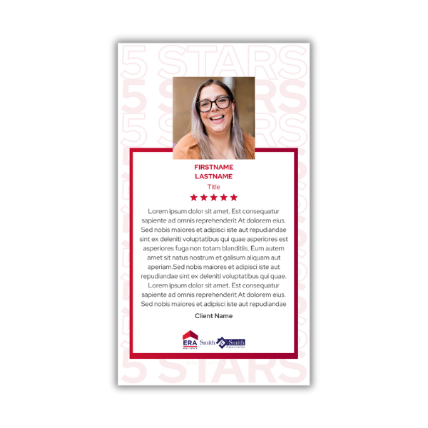 Client Testimonial Story- 5 Stars Backdrop, Long Review